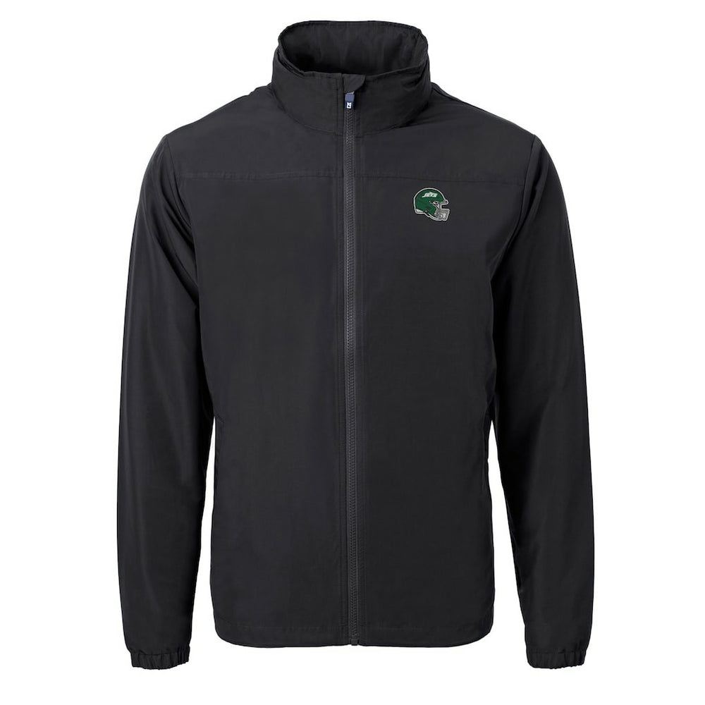 New York Jets Cutter & Buck Big & Tall Helmet Charter Eco Knit Recycled Full-Zip Jacket - Black sale