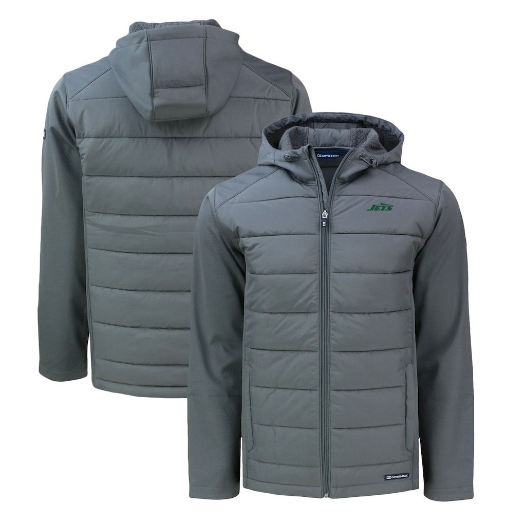 New York Jets Cutter & Buck Big & Tall Primary Logo Evoke Hybrid Eco Softshell Recycled Full-Zip Hoodie Jacket - Gray online