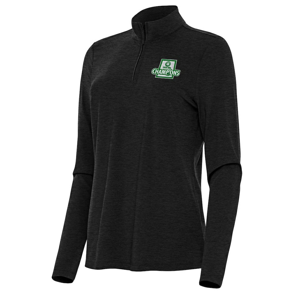 Boston Celtics Antigua Women's 2024 NBA Finals Champions Bright Quarter-Zip Pullover Top - Heather Black online