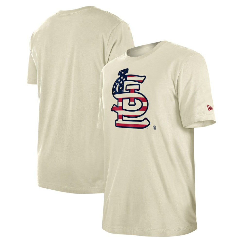 St. Louis Cardinals Americana Flag Fill T-Shirt Cream