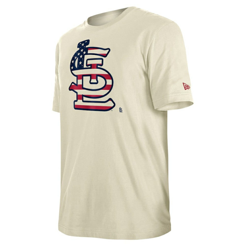 St. Louis Cardinals Americana Flag Fill T-Shirt Cream