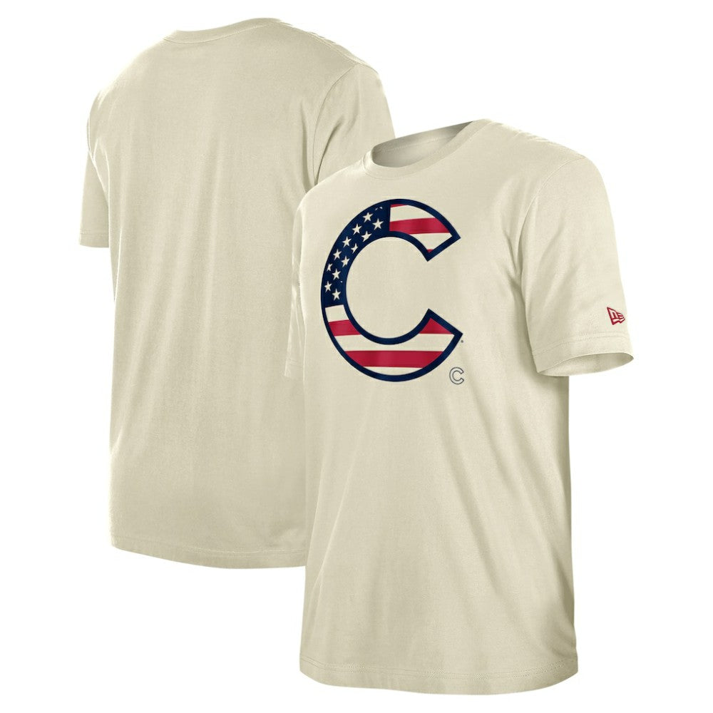 Chicago Cubs Americana Flag Fill T-Shirt Cream