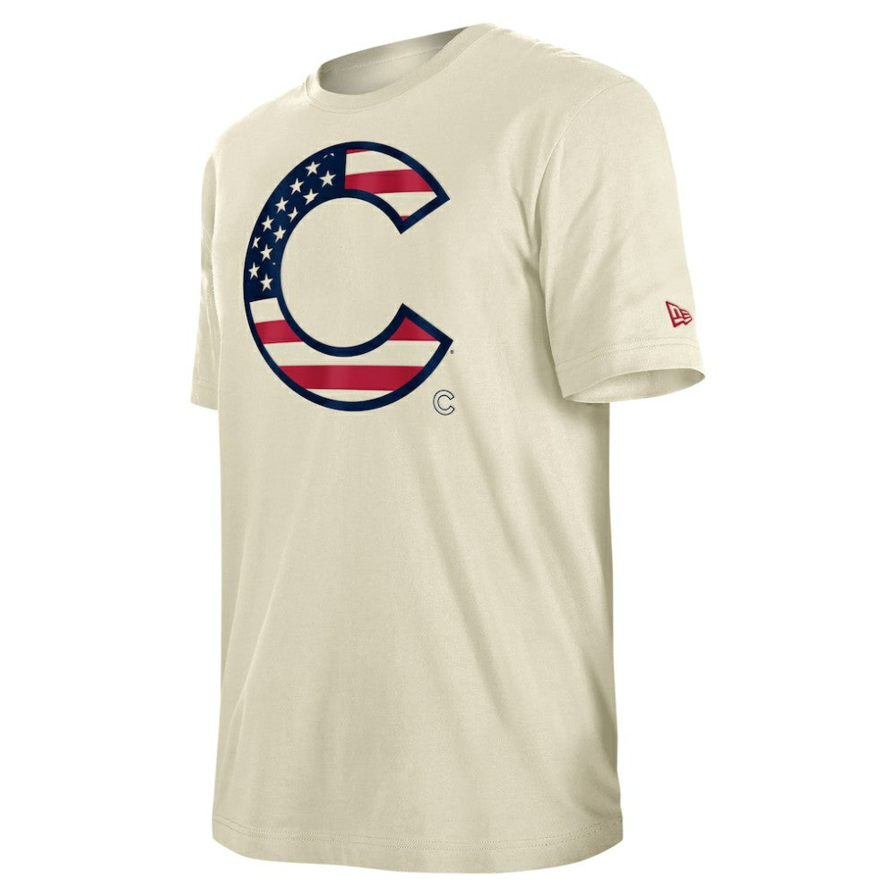 Chicago Cubs Americana Flag Fill T-Shirt Cream