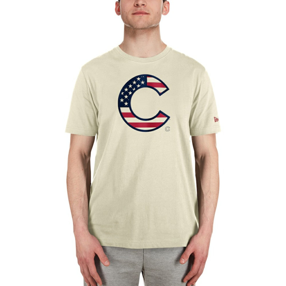 Chicago Cubs Americana Flag Fill T-Shirt Cream