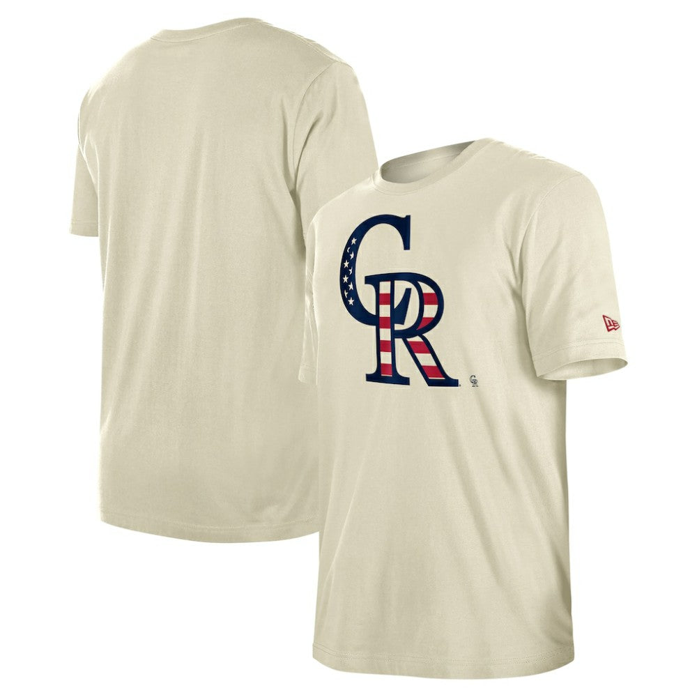 Colorado Rockies Americana Flag Fill T-Shirt Cream