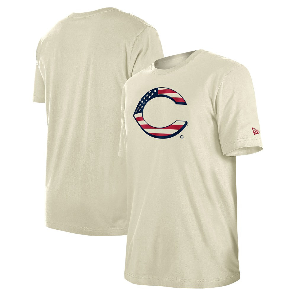 Cincinnati Reds Americana Flag Fill T-Shirt Cream