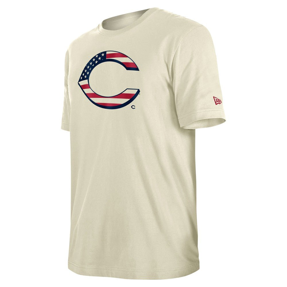 Cincinnati Reds Americana Flag Fill T-Shirt Cream