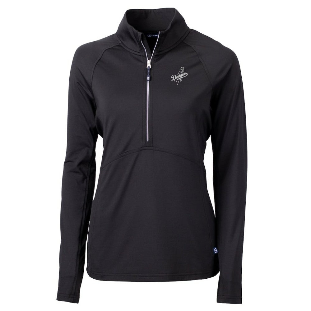 Los Angeles Dodgers Cutter & Buck Women's Adapt Eco Knit Stretch Recycled Half-Zip DryTec Top Black