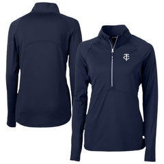 Minnesota Twins Cutter & Buck Women's Adapt Eco Knit Stretch Recycled Half-Zip DryTec Top Navy