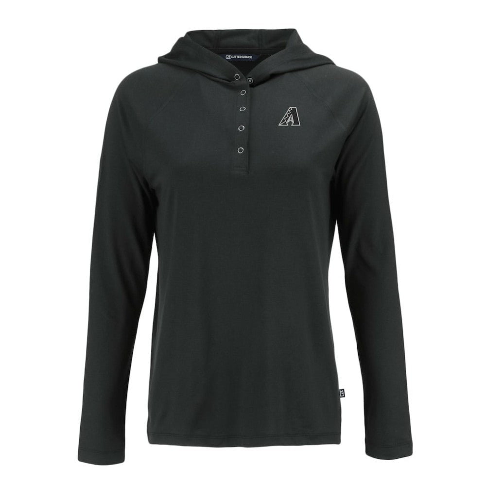 Arizona Diamondbacks Cutter & Buck Women's Coastline Epic Comfort Eco Recycled Raglan Long Sleeve Hoodie T-Shirt Black