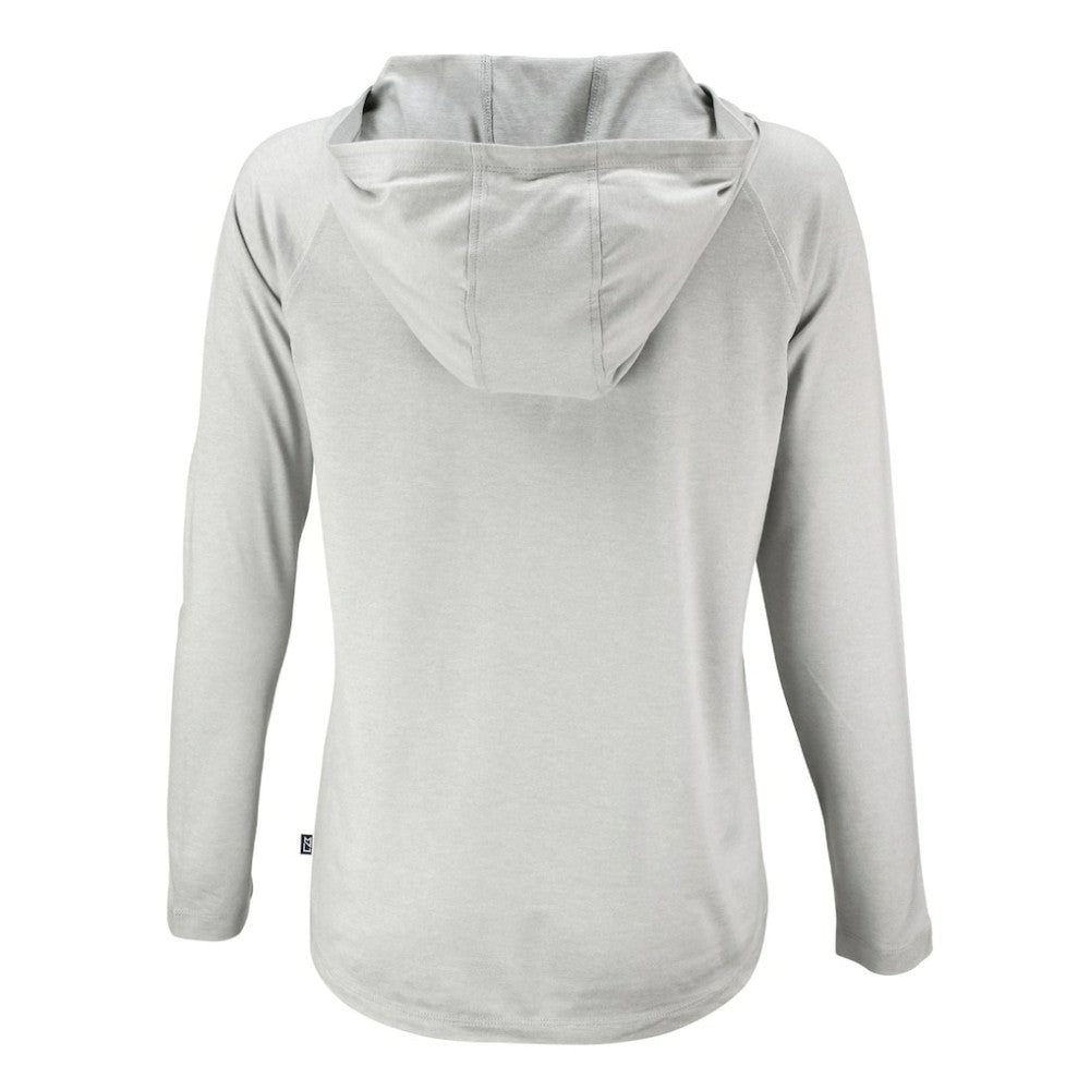 Atlanta Braves Cutter & Buck Women's Coastline Epic Comfort Eco Recycled Raglan Long Sleeve Hoodie T-Shirt Gray