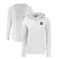 New York Mets Cutter & Buck Women's Daybreak Eco Recycled Half-Zip Hoodie White