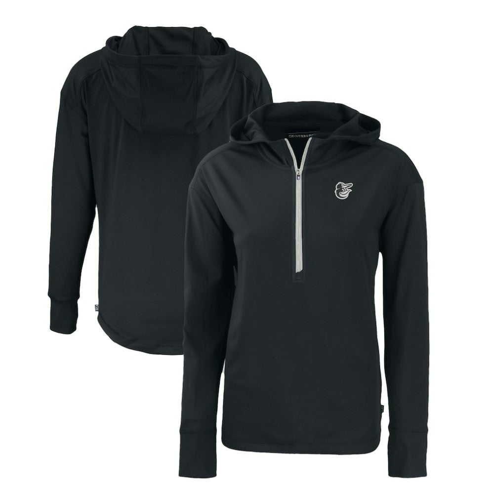 Baltimore Orioles Cutter & Buck Women's Daybreak Eco Recycled Half-Zip Hoodie Black