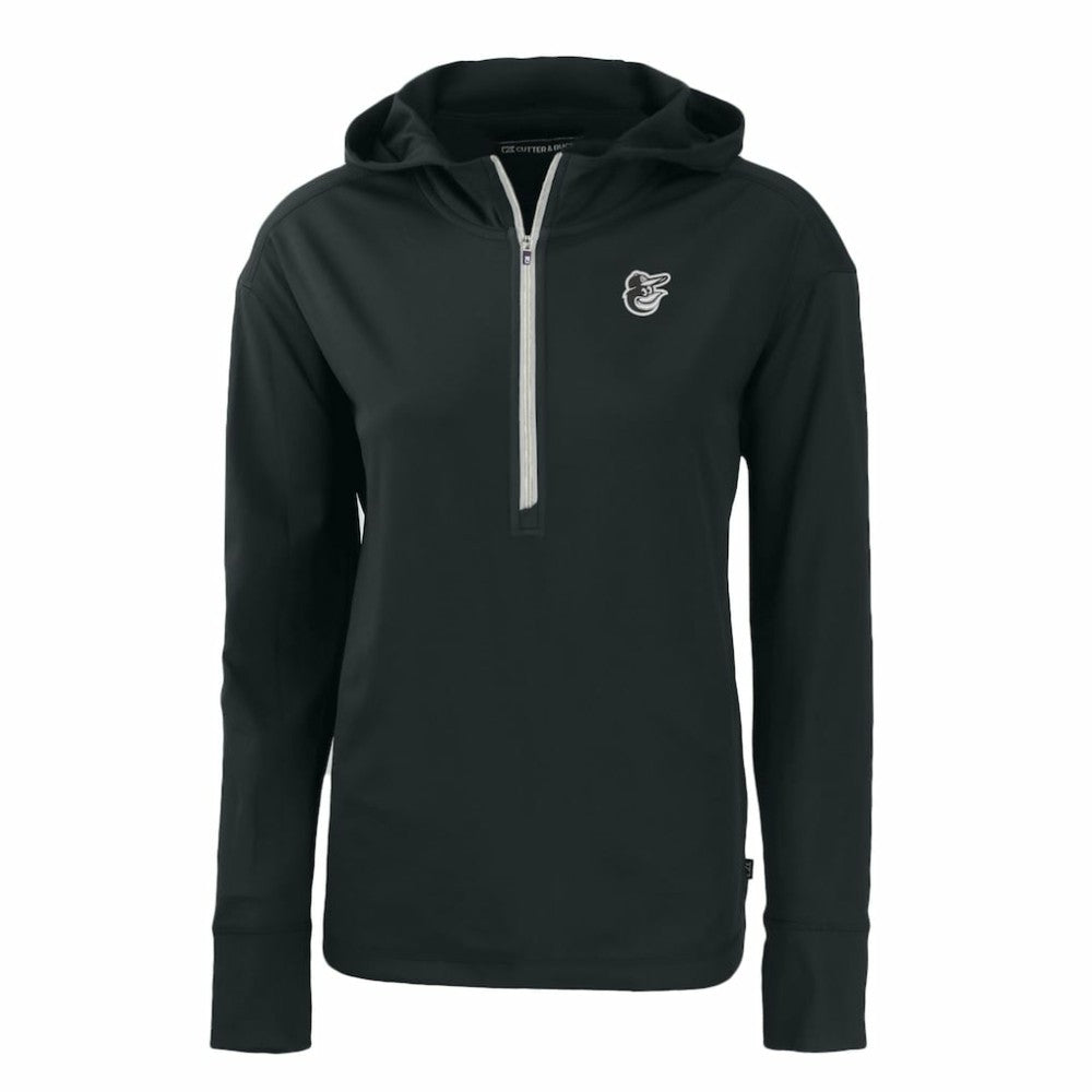 Baltimore Orioles Cutter & Buck Women's Daybreak Eco Recycled Half-Zip Hoodie Black