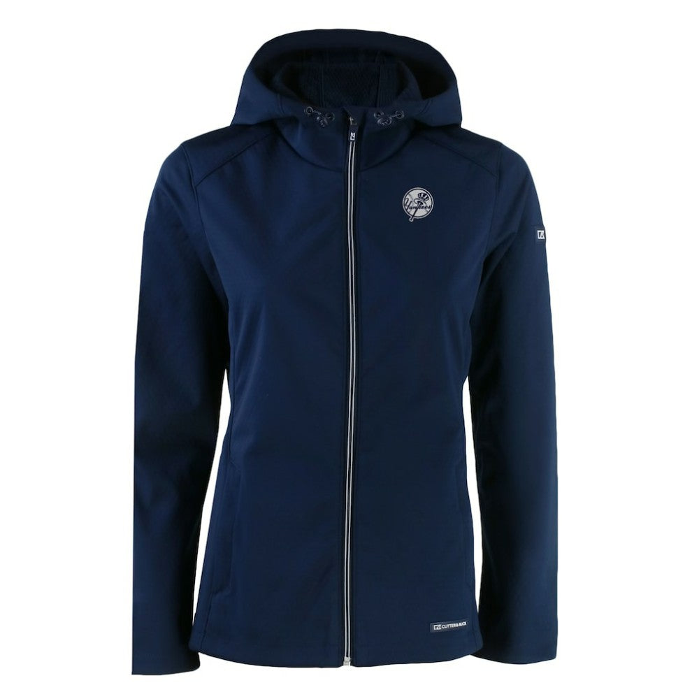 New York Yankees Cutter & Buck Women's Evoke Eco Softshell Recycled Full-Zip Hoodie Jacket Navy