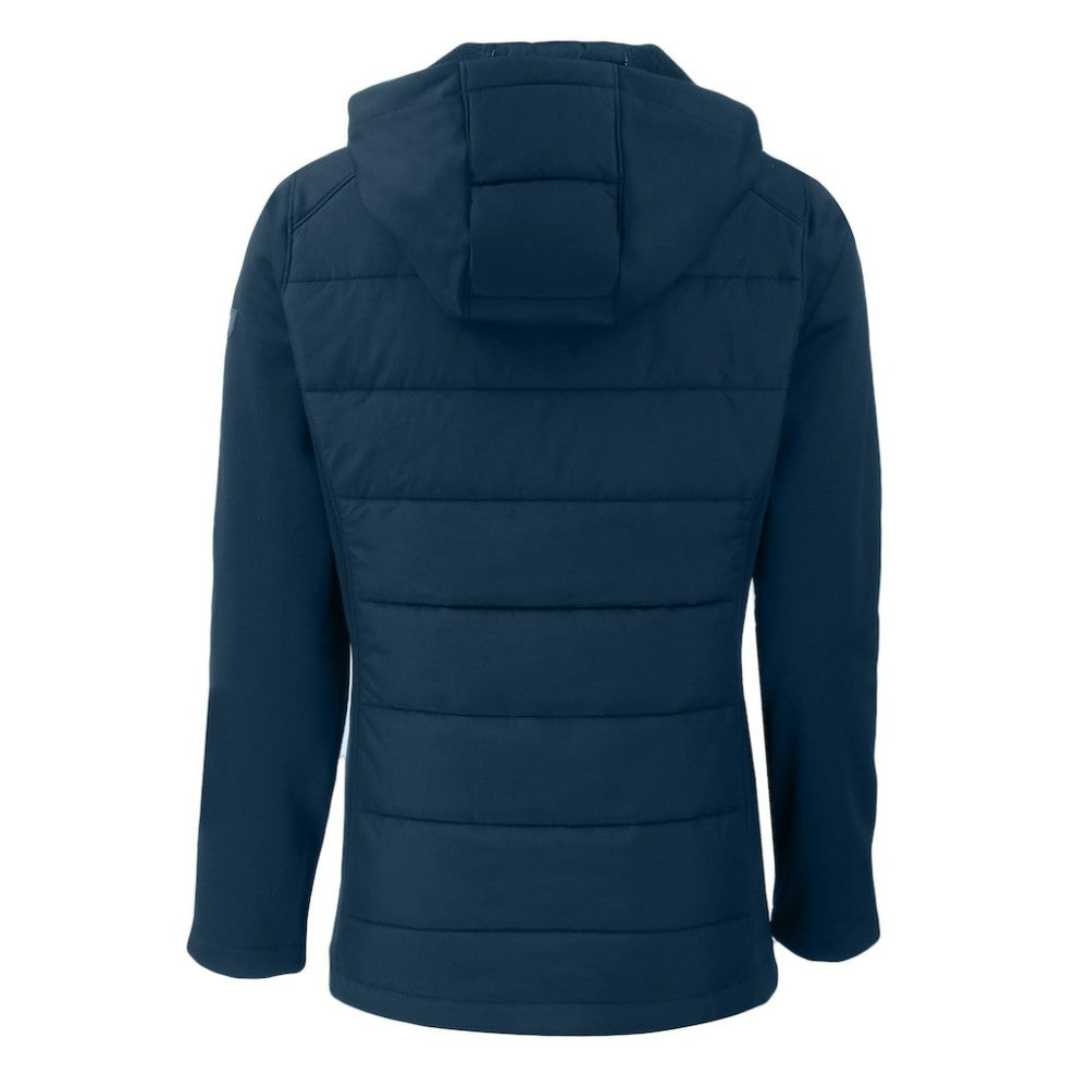Los Angeles Dodgers Cutter & Buck Women's Evoke Hybrid Eco Softshell Recycled Full-Zip Hooded Jacket Navy