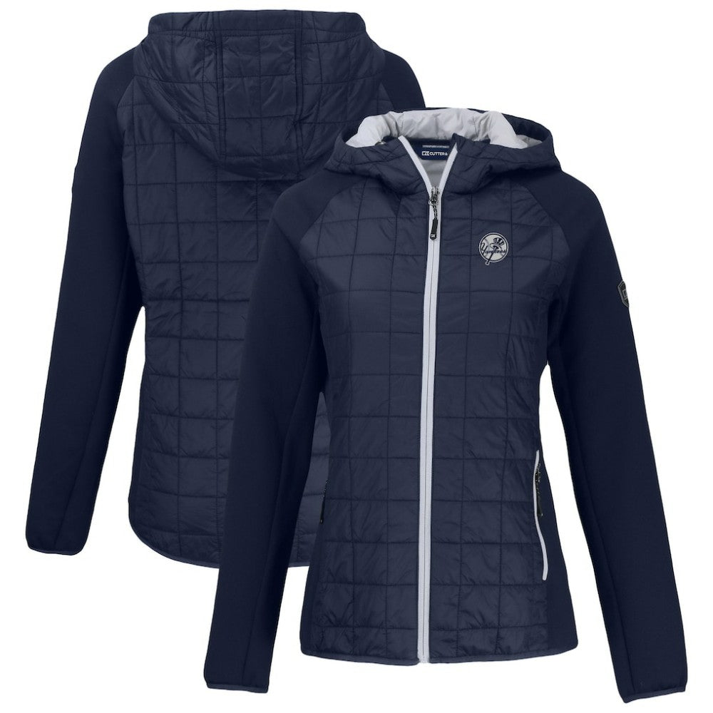 New York Yankees Cutter & Buck Women's Rainier Primaloft Eco Full-Zip Hybrid Jacket Navy