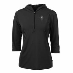 Kansas City Royals Cutter & Buck Women's Virtue Eco Pique Half-Zip 3/4 Sleeve Pullover Hoodie Black