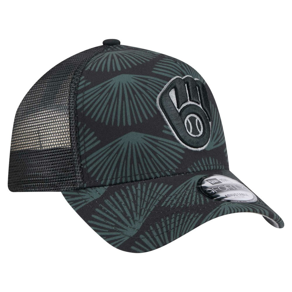 Milwaukee Brewers 9FORTY A-Frame Trucker Adjustable Hat Black