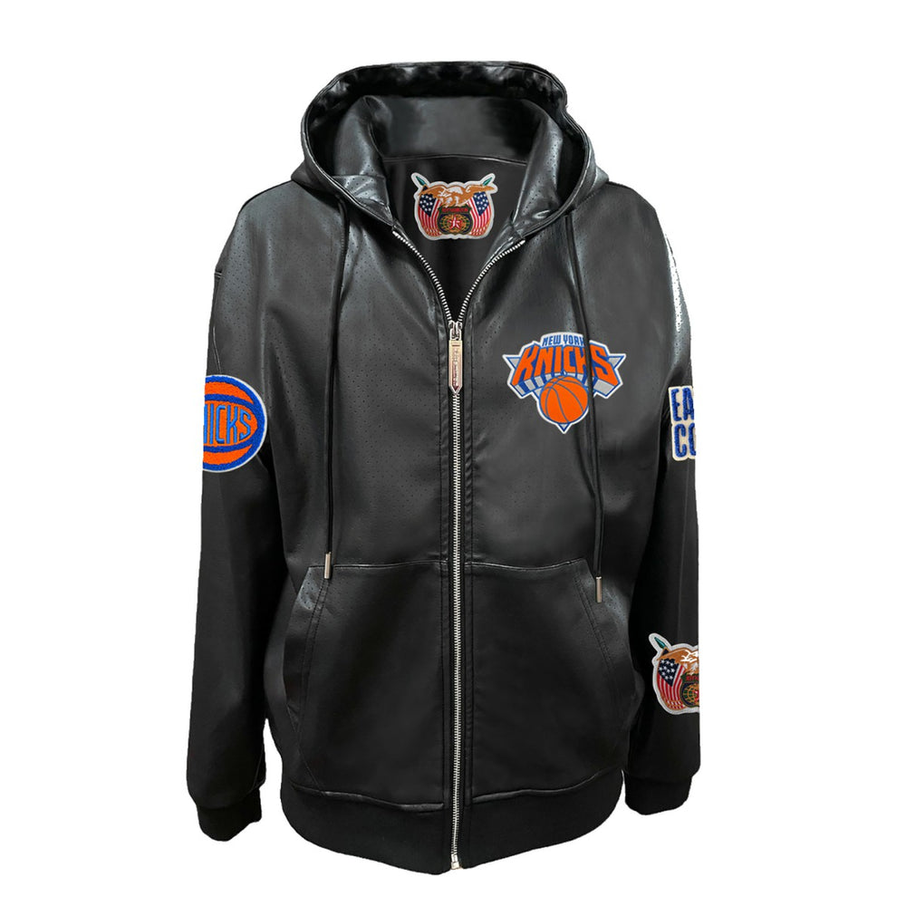 New York Knicks Jeff Hamilton Vegan Leather Full-Zip Hoodie - Black cheap