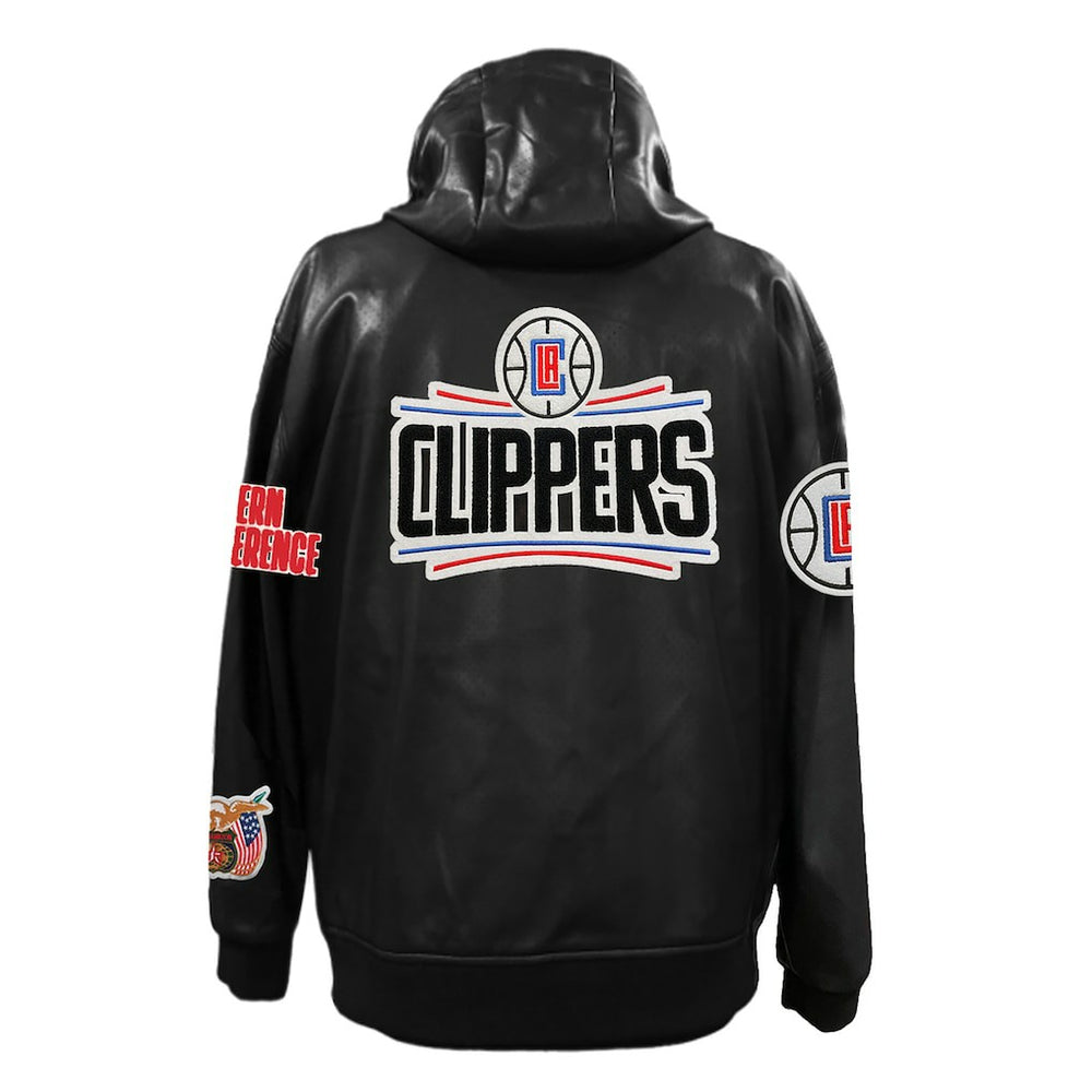LA Clippers Jeff Hamilton Vegan Leather Full-Zip Hoodie - Black sale