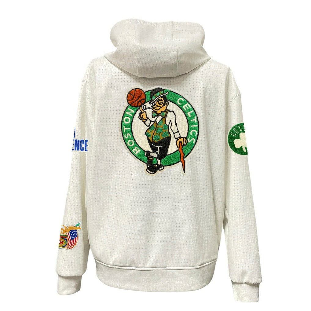Boston Celtics Jeff Hamilton Vegan Leather Full-Zip Hoodie - White on sale