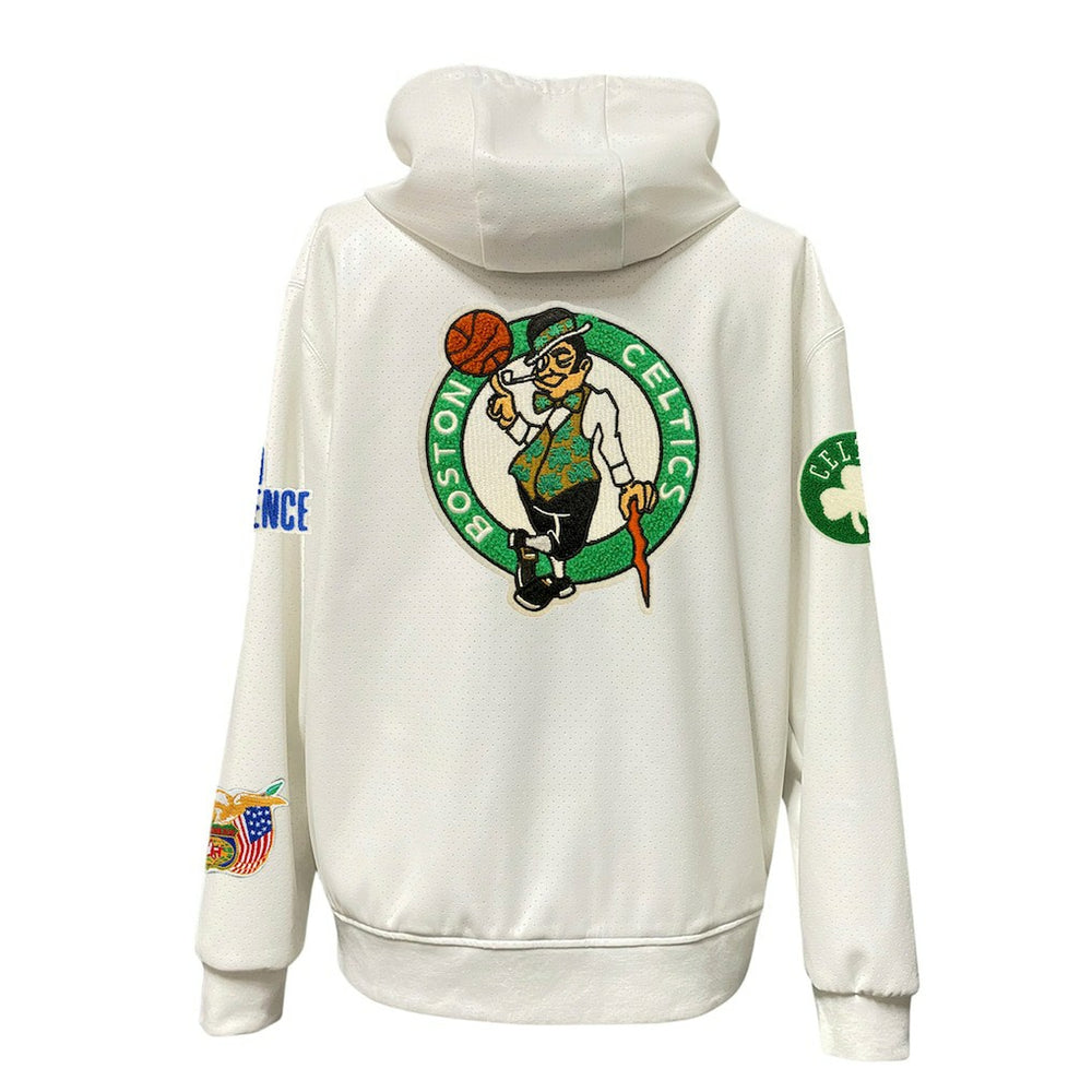 Boston Celtics Jeff Hamilton Vegan Leather Full-Zip Hoodie - White on sale
