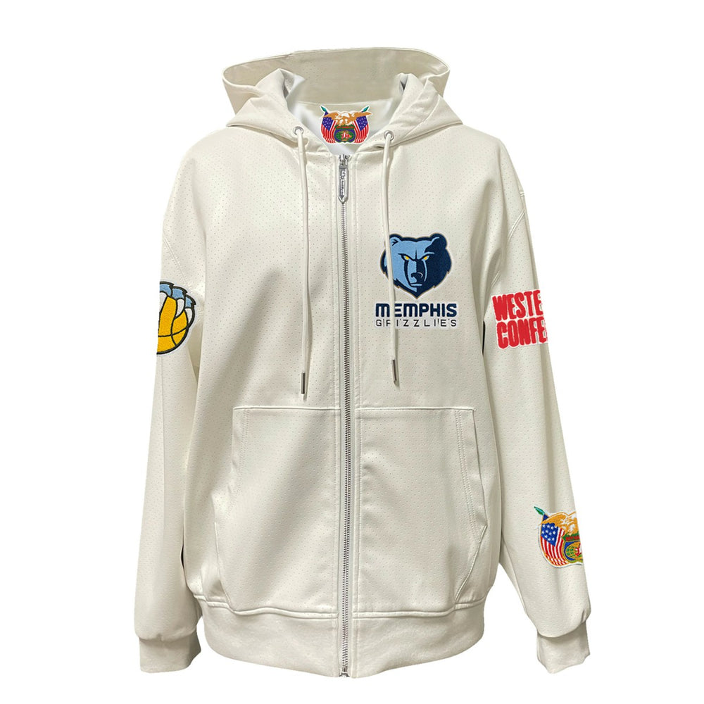 Memphis Grizzlies Jeff Hamilton Vegan Leather Full-Zip Hoodie - White sale
