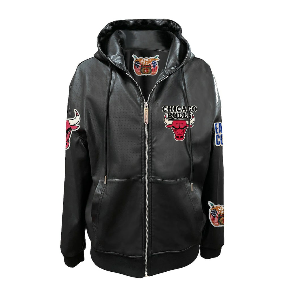 Chicago Bulls Jeff Hamilton Vegan Leather Full-Zip Hoodie - Black discount