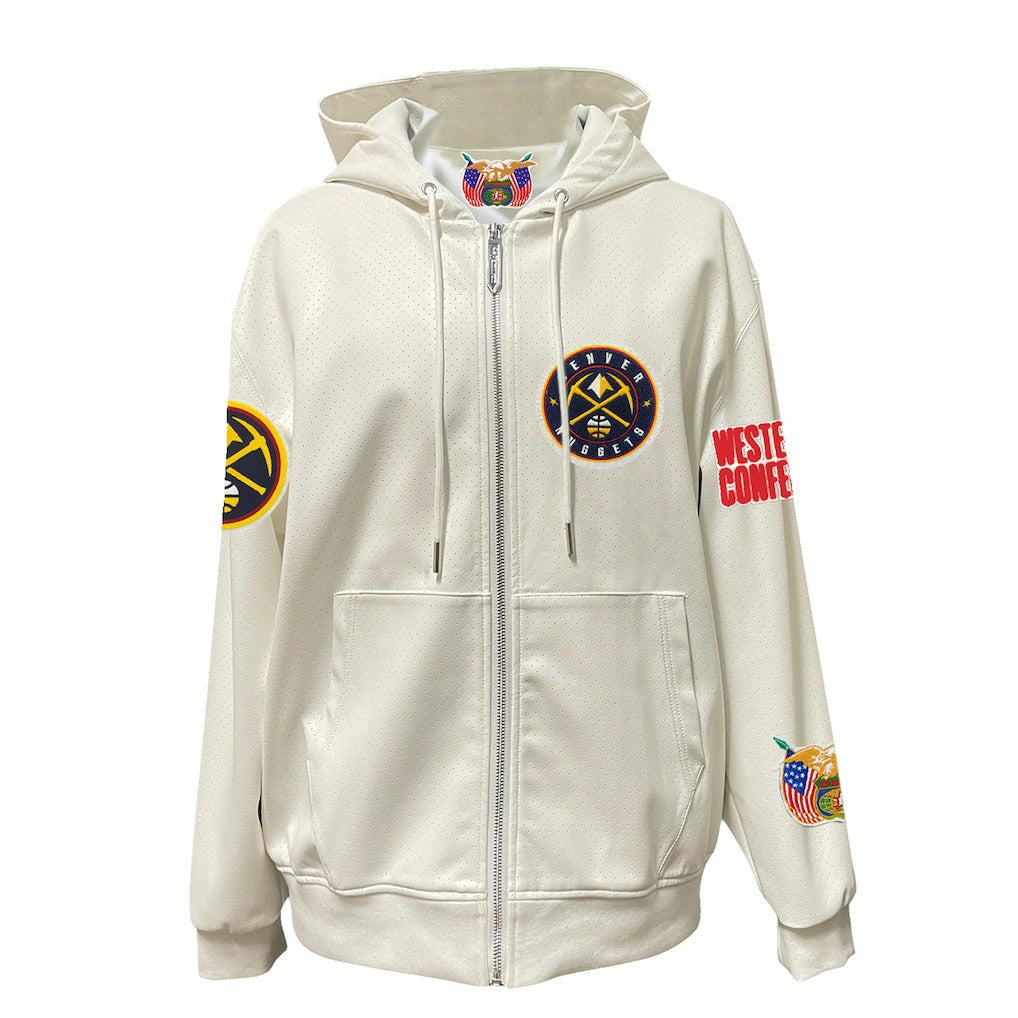 Denver Nuggets Jeff Hamilton Vegan Leather Full-Zip Hoodie sale - White discount