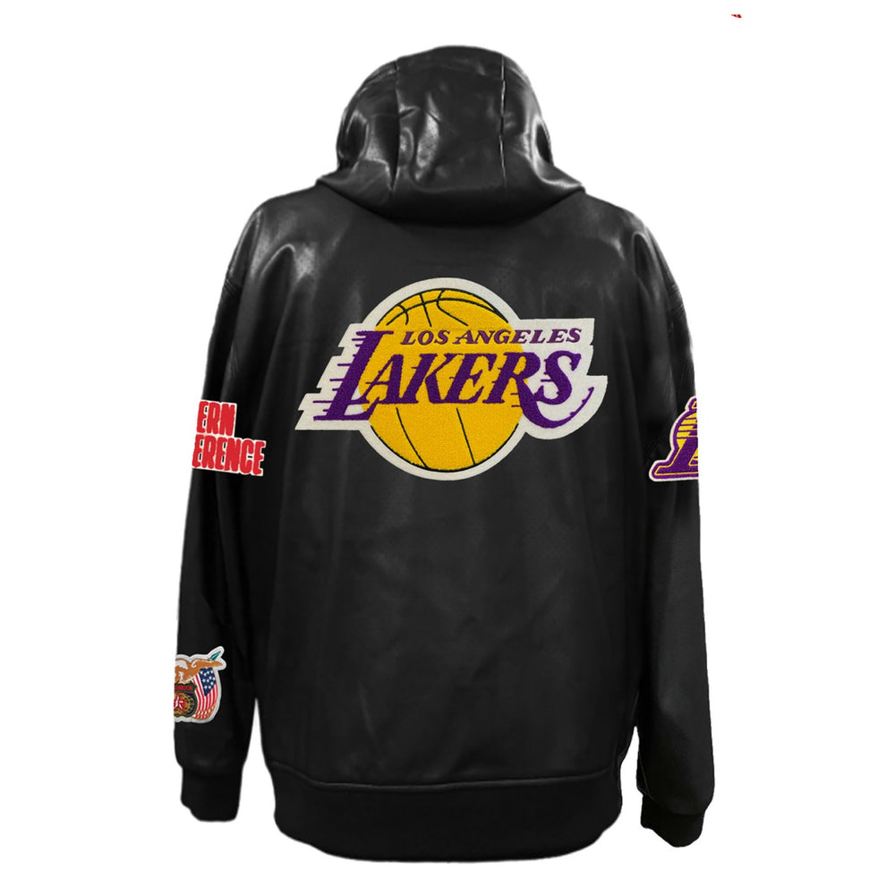Los Angeles Lakers Jeff Hamilton Vegan Leather Full-Zip Hoodie - Black discount