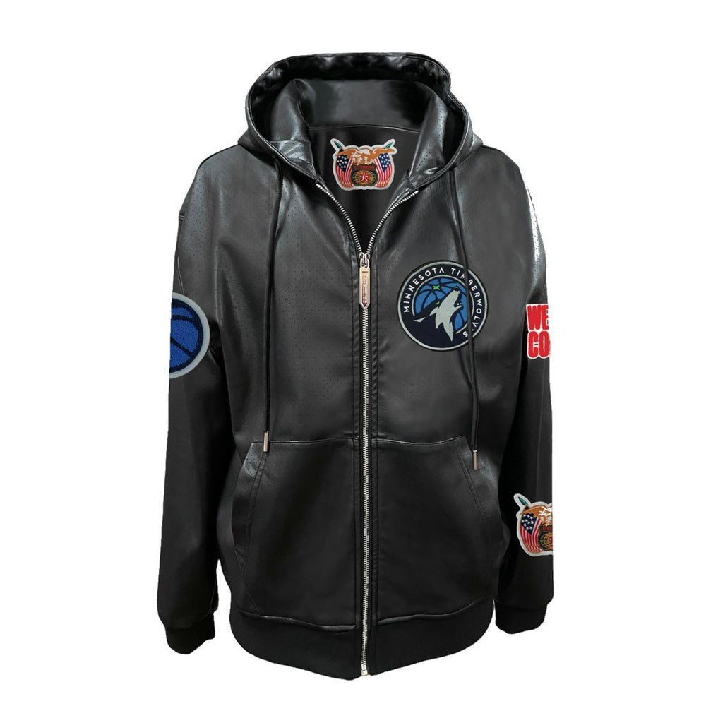 Minnesota Timberwolves Jeff Hamilton Vegan Leather Full-Zip Hoodie - Black cheap