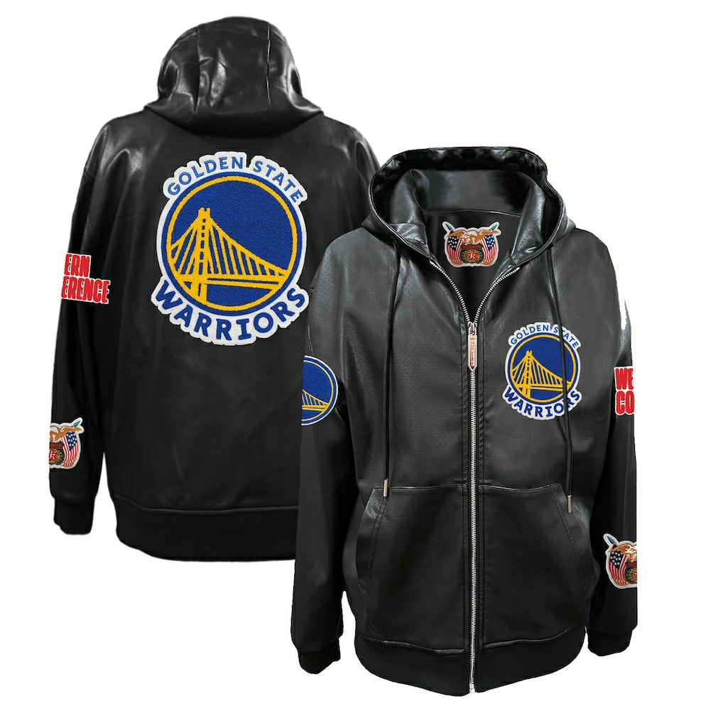 Golden State Warriors Jeff Hamilton Vegan Leather Full-Zip Hoodie sale - Black sale