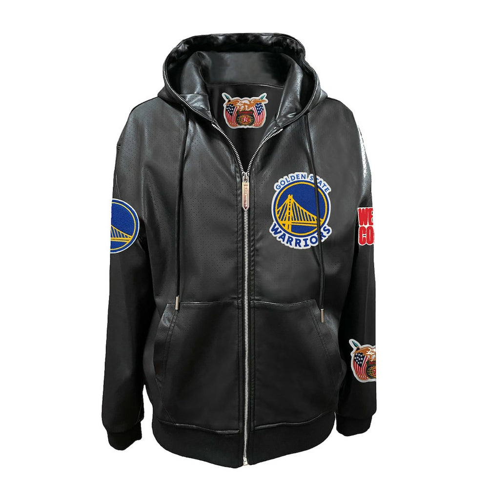 Golden State Warriors Jeff Hamilton Vegan Leather Full-Zip Hoodie sale - Black sale