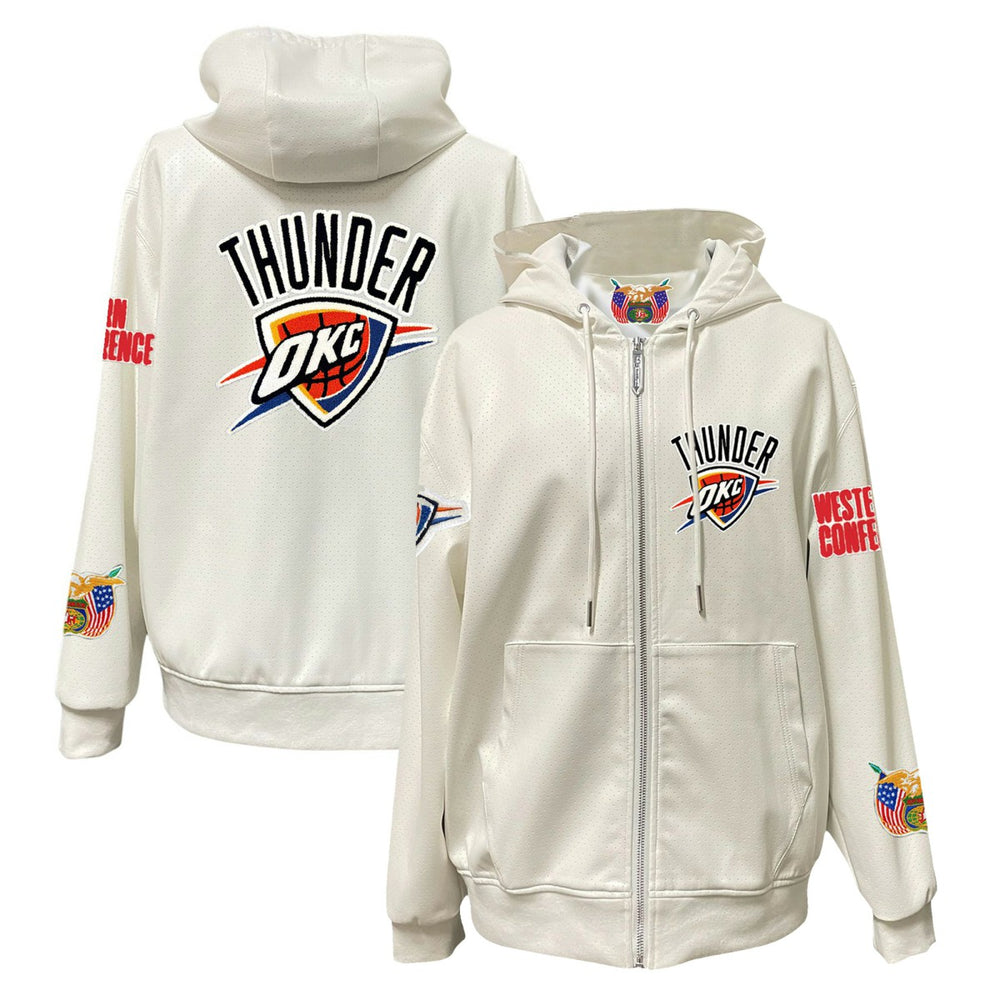 Oklahoma City Thunder Jeff Hamilton Vegan Leather Full-Zip Hoodie - White cheap