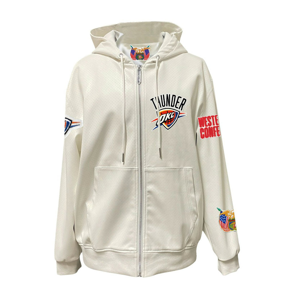 Oklahoma City Thunder Jeff Hamilton Vegan Leather Full-Zip Hoodie - White cheap