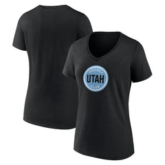 Utah Mammoth Fanatics Women's Draft Logo V-Neck T-Shirt - Black T-shirts