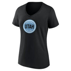 Utah Mammoth Fanatics Women's Draft Logo V-Neck T-Shirt - Black T-shirts