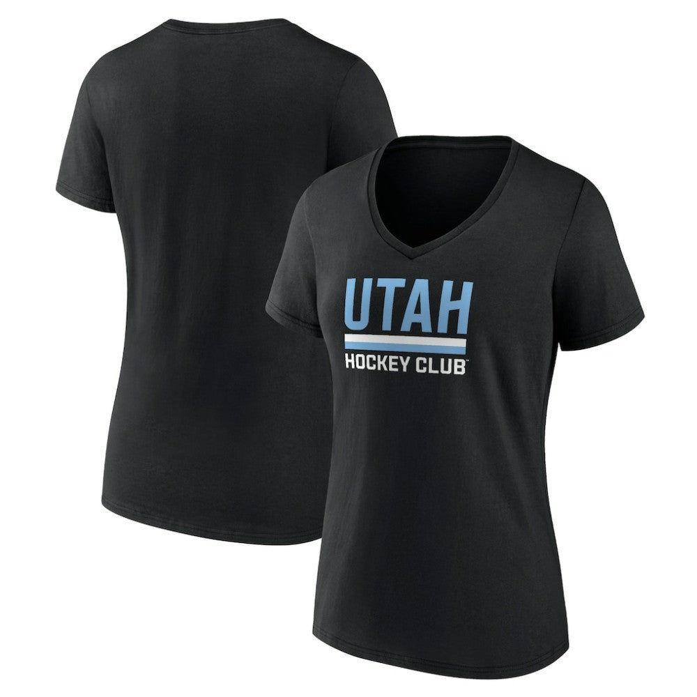 Utah Mammoth Fanatics Women's Secondary Logo V-Neck T-Shirt - Black T-shirts