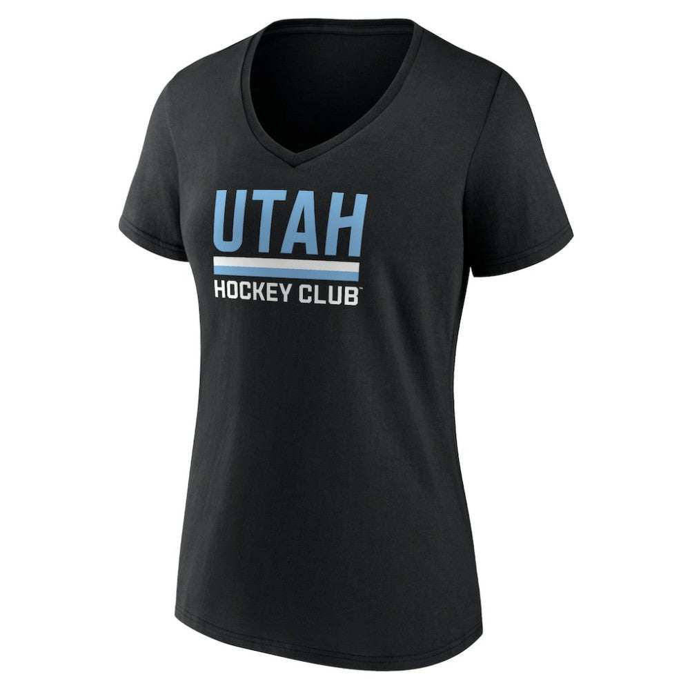 Utah Mammoth Fanatics Women's Secondary Logo V-Neck T-Shirt - Black T-shirts