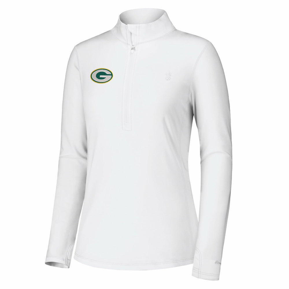 Green Bay Packers Women's Sport Playa Vista IslandZone Quarter-Zip Jacket - White on sale