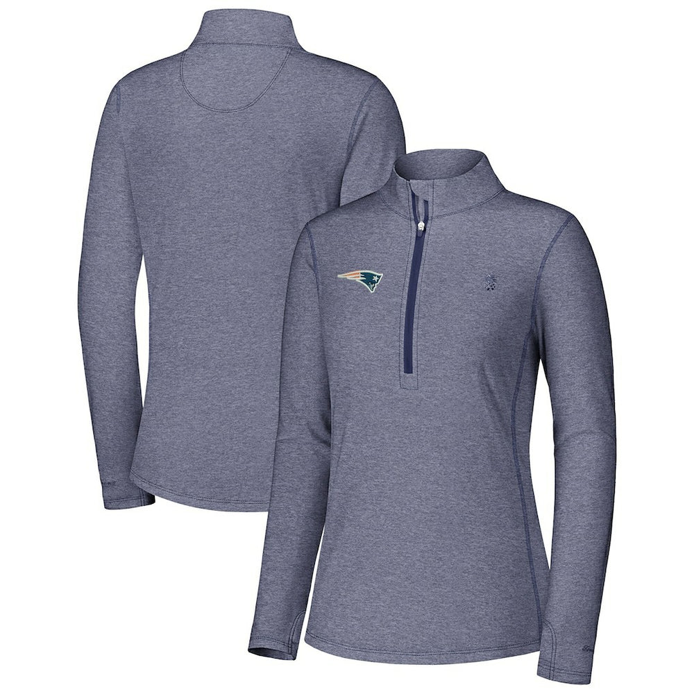 New England Patriots Women's Sport Playa Vista IslandZone Quarter-Zip Jacket - Navy for sale