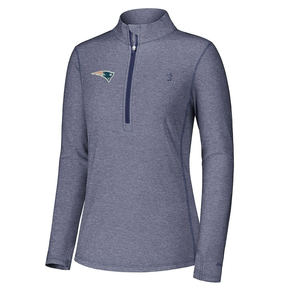 New England Patriots Women's Sport Playa Vista IslandZone Quarter-Zip Jacket - Navy for sale