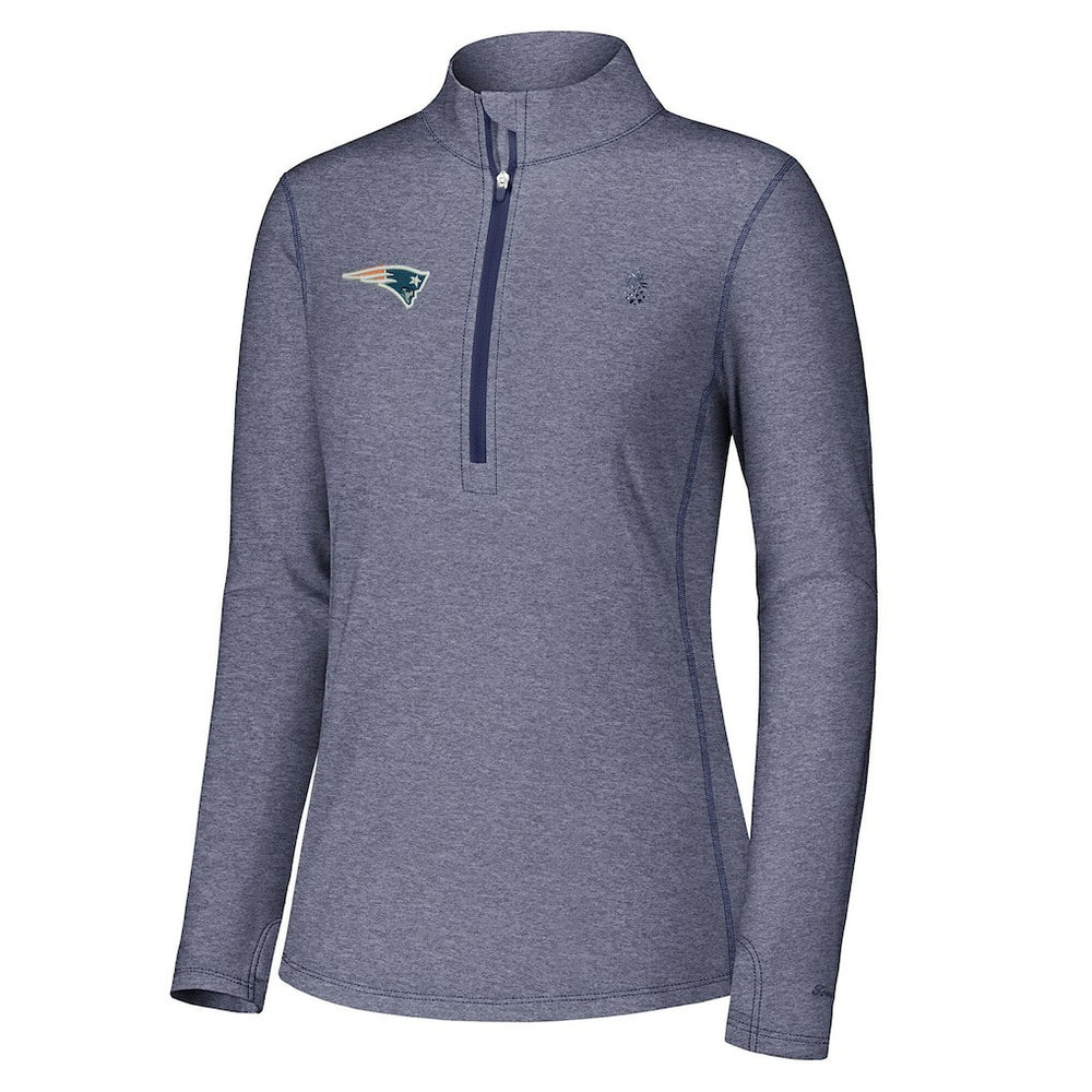 New England Patriots Women's Sport Playa Vista IslandZone Quarter-Zip Jacket - Navy for sale