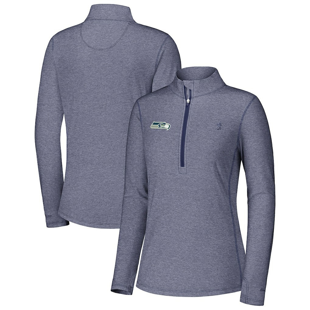 Seattle Seahawks Women's Sport Playa Vista IslandZone Quarter-Zip Jacket - Navy for sale