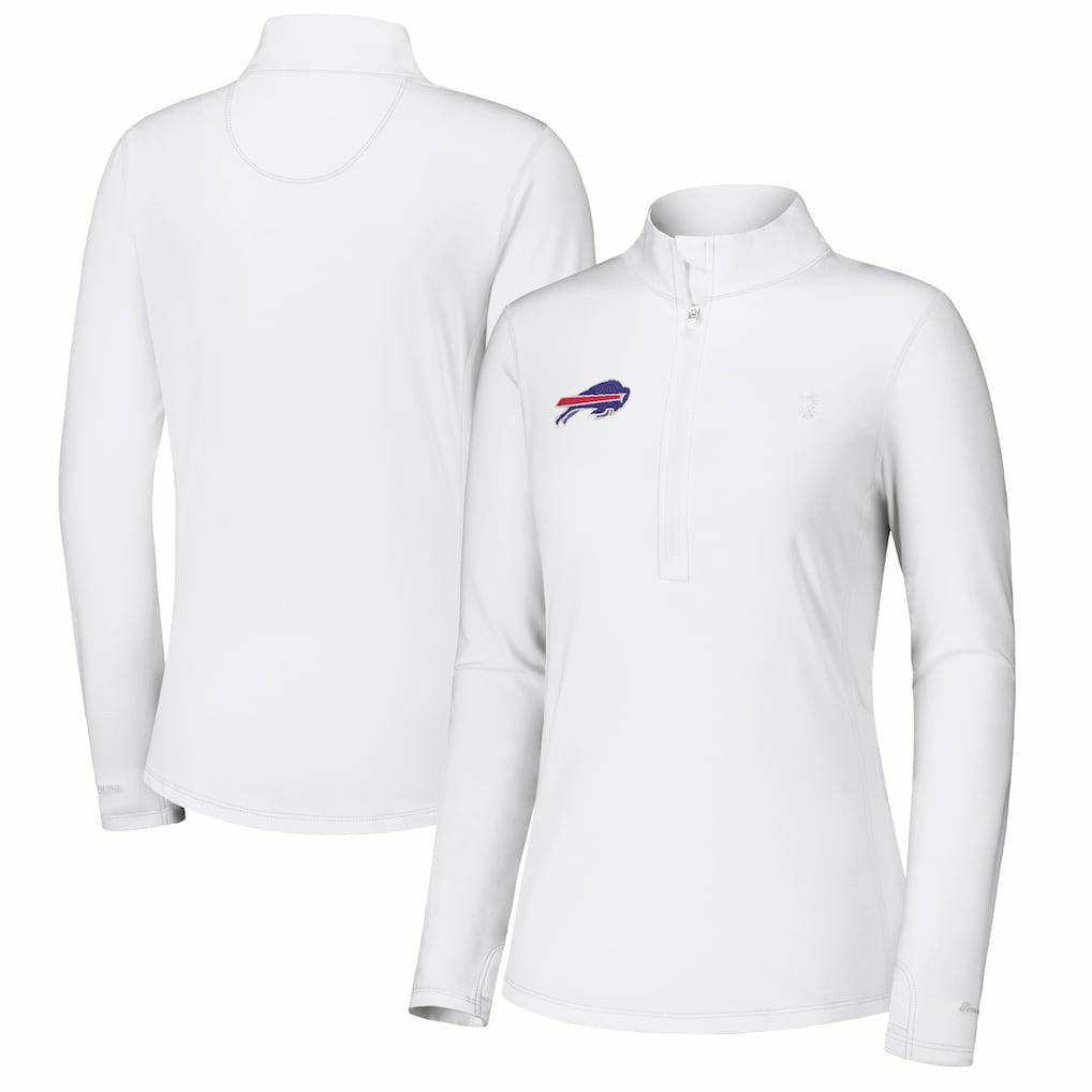 Buffalo Bills Women's Sport Playa Vista IslandZone Quarter-Zip Jacket - White discount