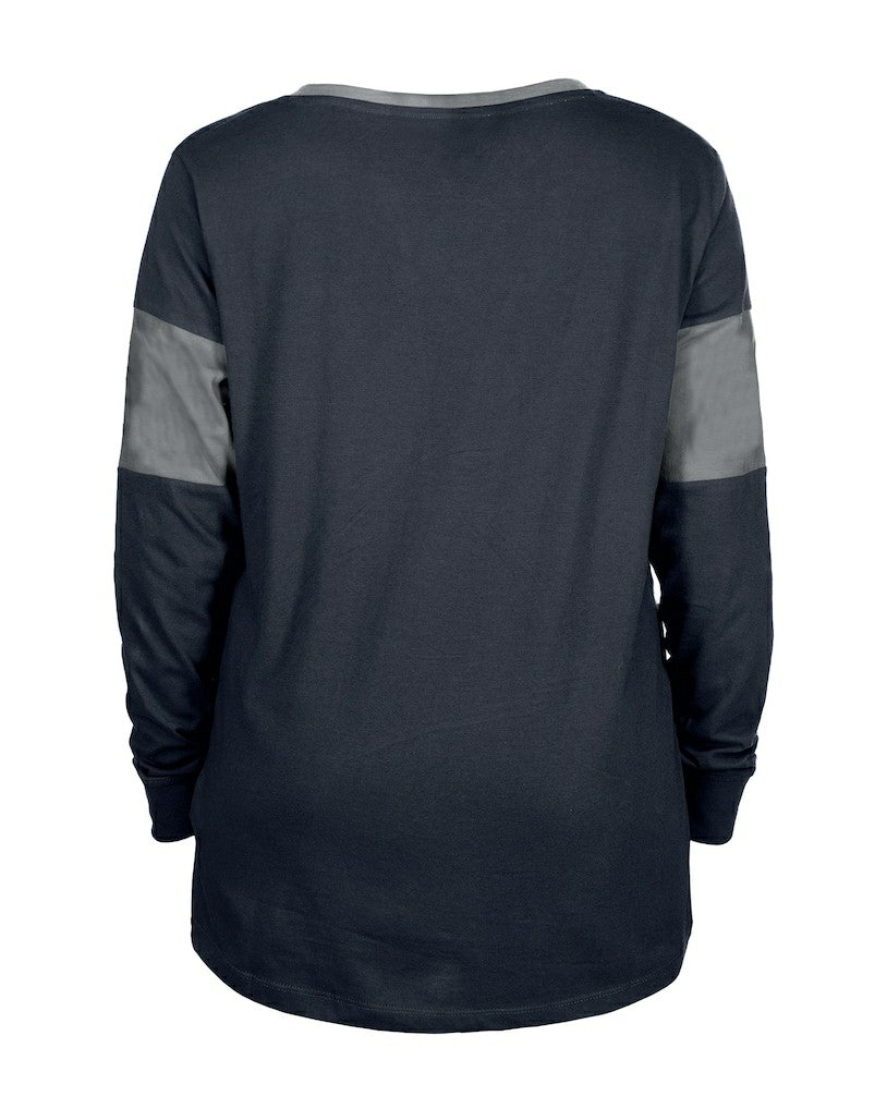 Dallas Cowboys New Era Women's Lace-Up Notch-Neck Long Sleeve T-Shirt - Navy discount