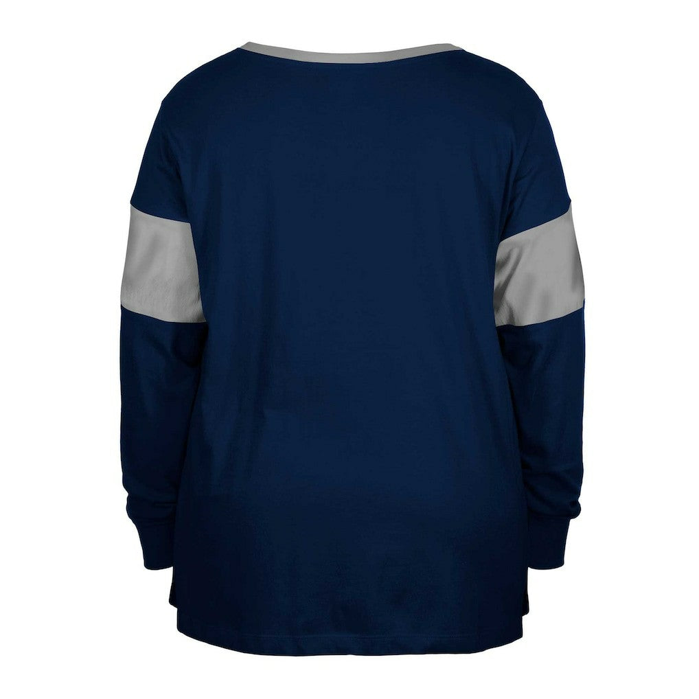 Dallas Cowboys New Era Women's Plus Size Lace-Up Notch Neck Long Sleeve T-Shirt  - Navy discount