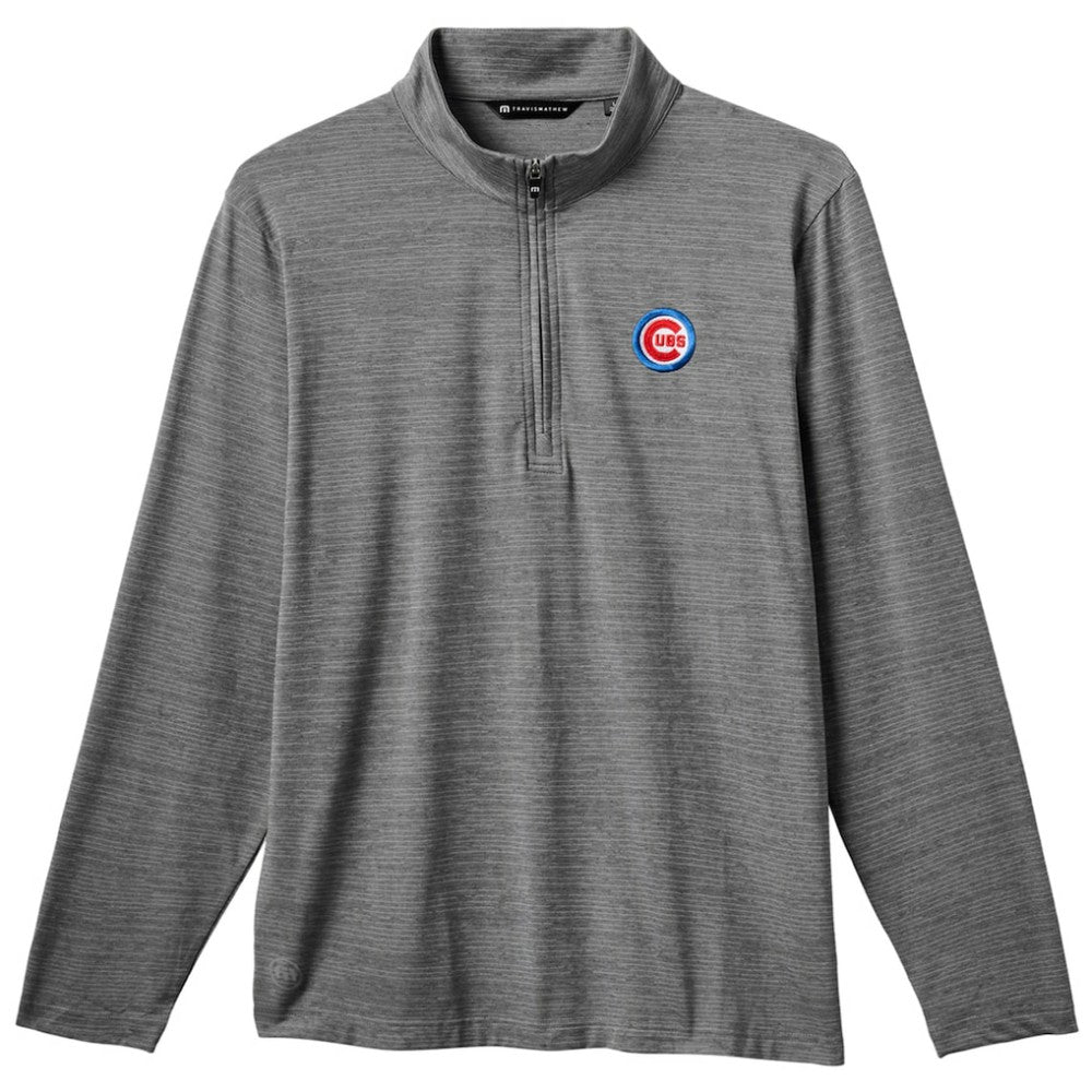 Chicago Cubs TravisMathew The Heater Quarter-Zip Pullover Top Gray