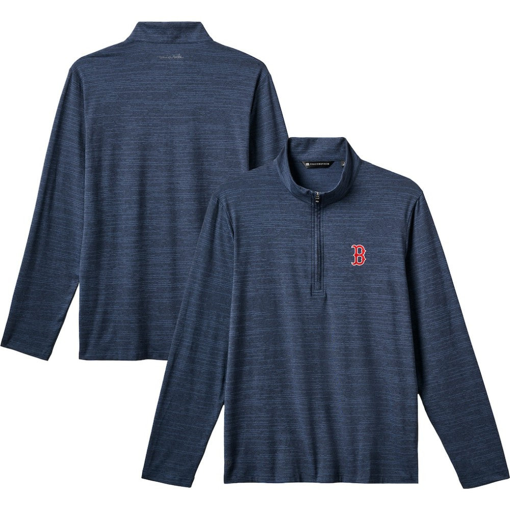 Boston Red Sox TravisMathew The Heater Quarter-Zip Pullover Top Navy
